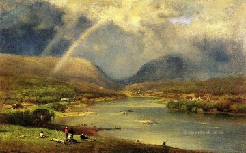 banquet of the officers of the st george civic guard company 1 Painting - The Deleware Water Gap Tonalist George Inness